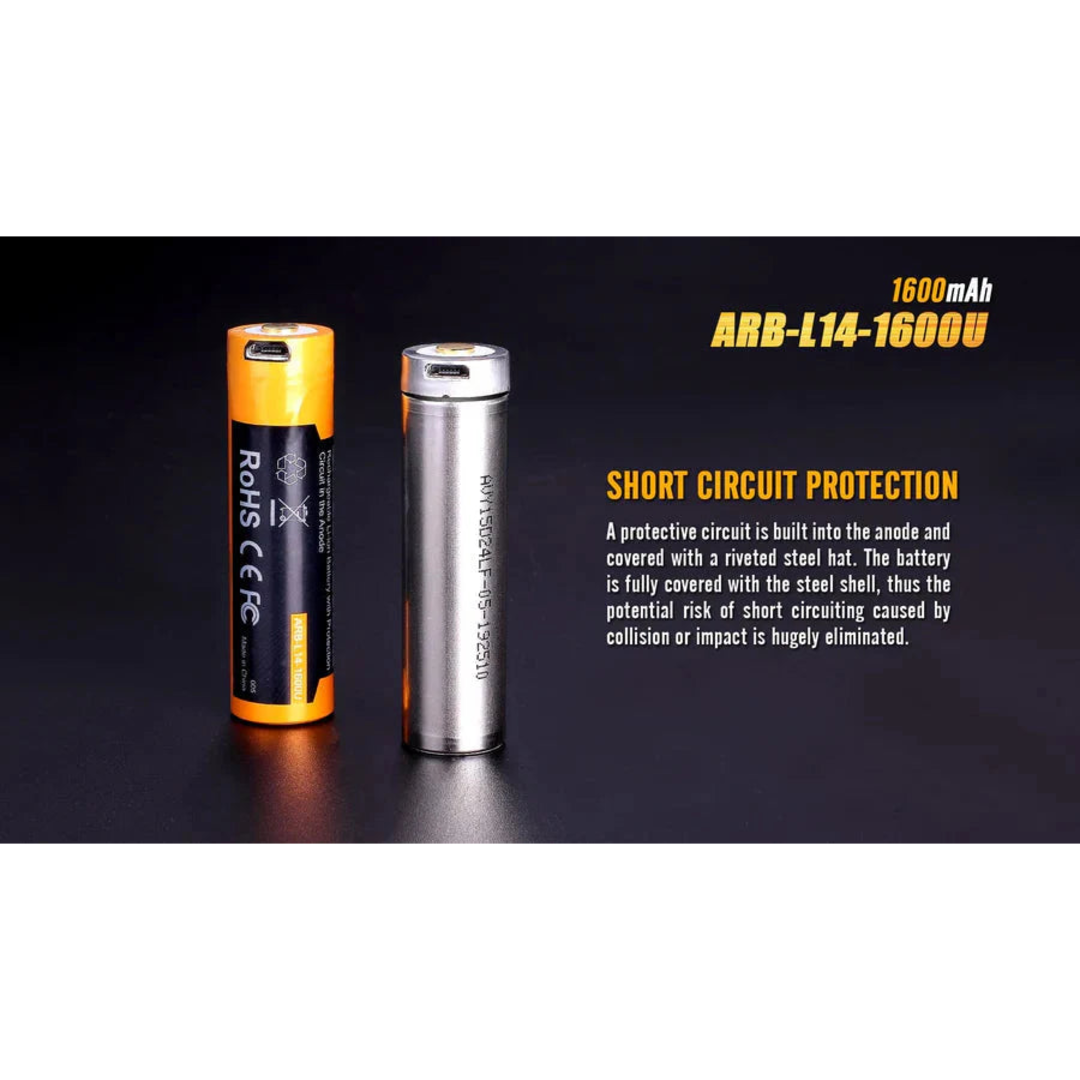 Fenix 14500 Rechargeable Battery AA ? 1600mA with USB Port - Astrolabe Outdoors - image 2
