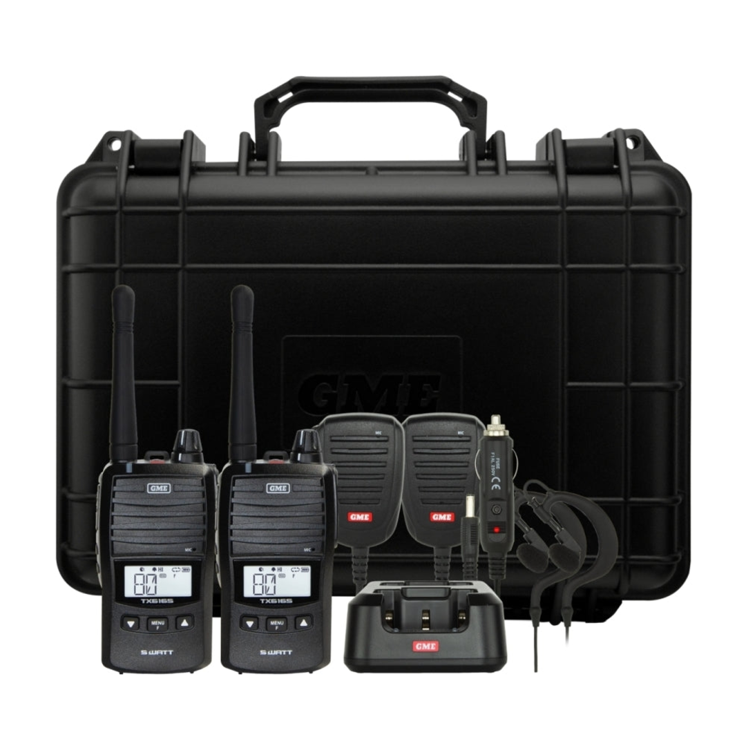 GME TX6165TP 5 Watt IP67 UHF CB Handheld Radio Twin Pack - Black - Astrolabe Outdoors - image 1