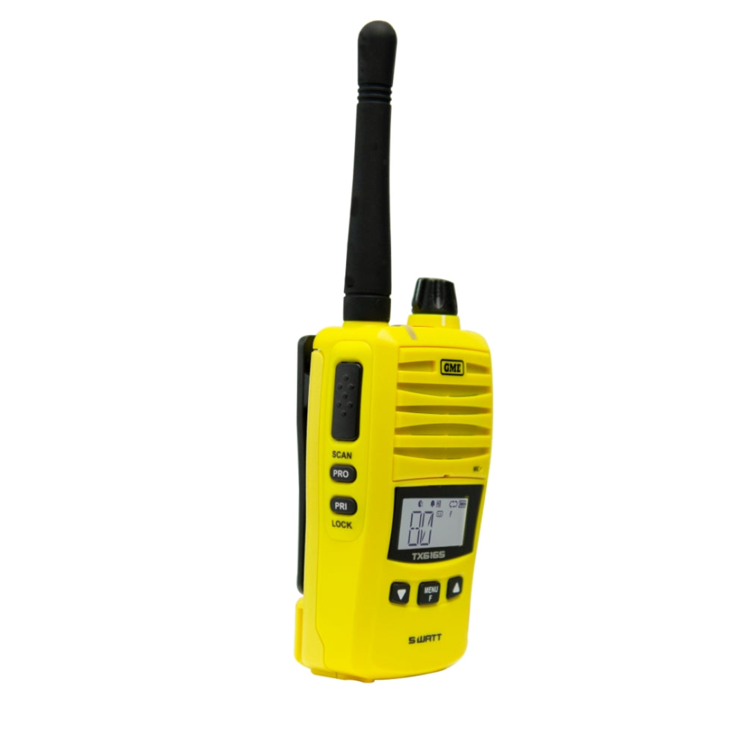 GME TX6165TP 5 Watt IP67 UHF CB Handheld Radio Twin Pack - Yellow - Astrolabe Outdoors - image 2