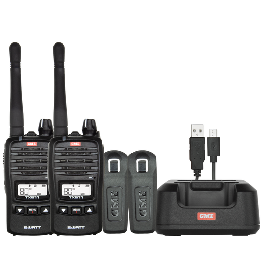 GME TX677 2 Watt UHF CB Handheld Radio, Twin Pack - Astrolabe Outdoors - image 1