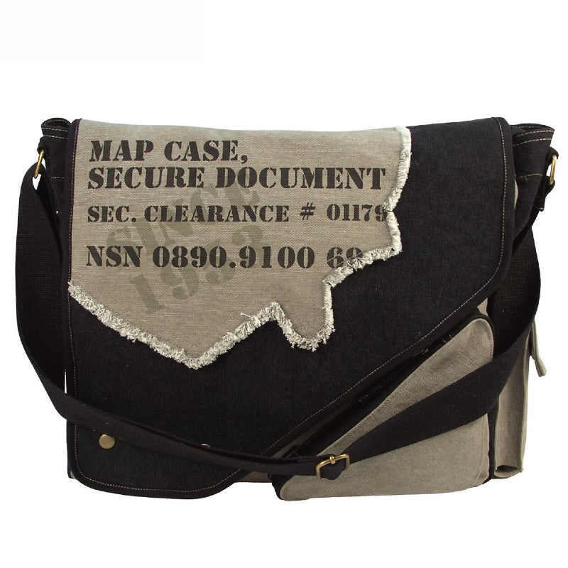 Rothco Vintage Messenger Canvas Imprinted Map Bag - Black - Astrolabe Outdoors - image 1