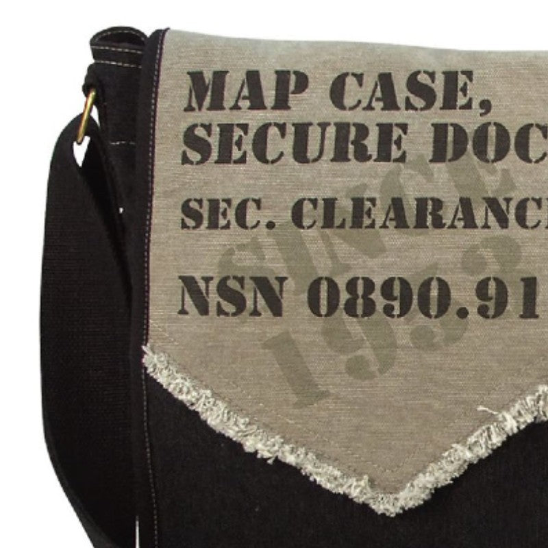 Rothco Vintage Messenger Canvas Imprinted Map Bag - Black - Astrolabe Outdoors - image 3