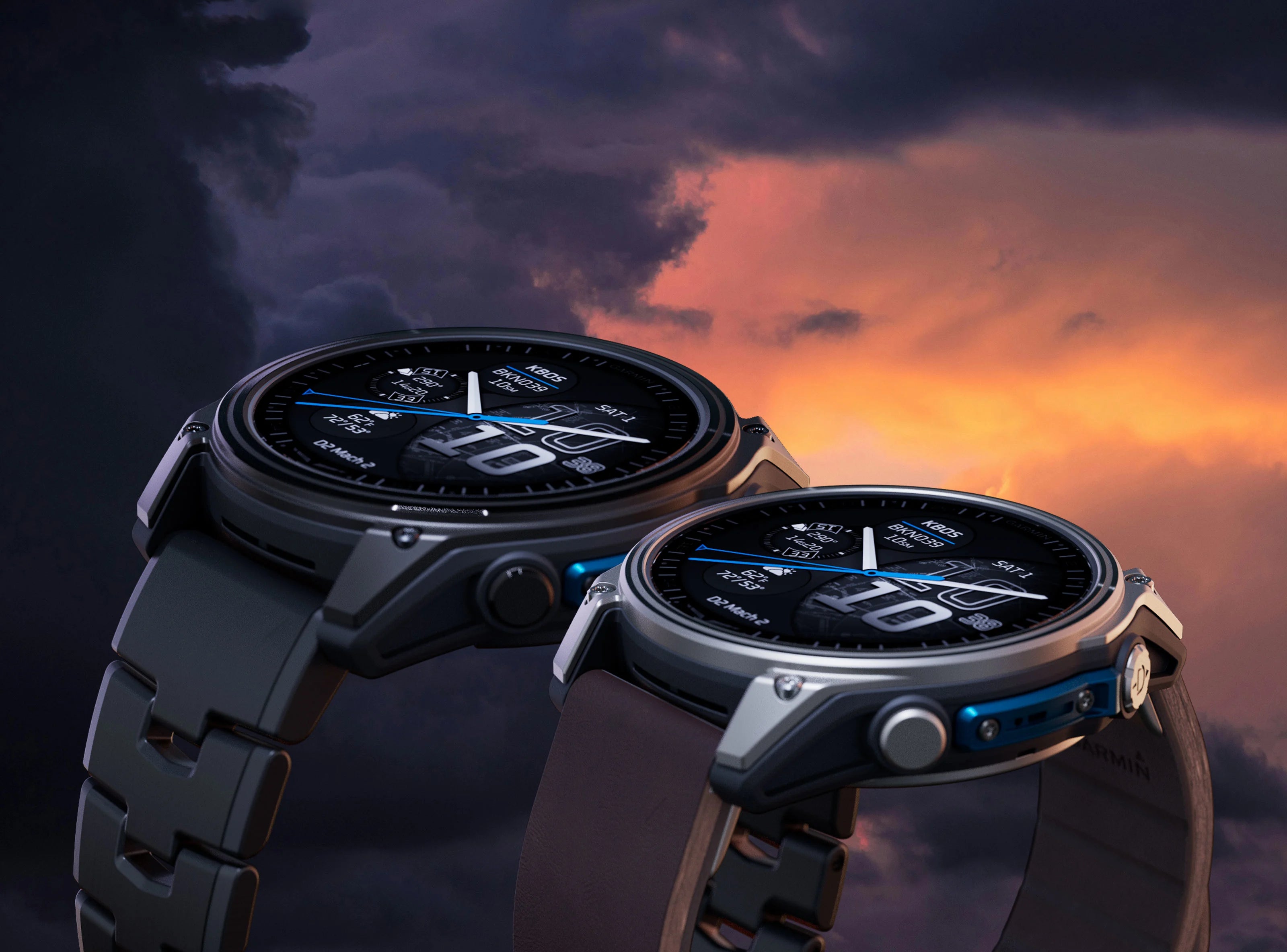 Garmin D2 Mach 2 – 47mm Aviator Smartwatch - Titanium with Leather Band