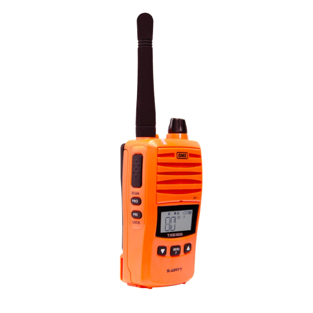 GME TX6165TP 5 Watt IP67 UHF CB Handheld Radio Twin Pack - Blaze Orange - Astrolabe Outdoors - image 2