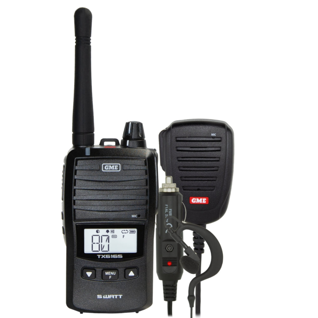 GME TX6165 5 Watt IP67 UHF CB Handheld Radio With Accessories - Astrolabe Outdoors - image 1