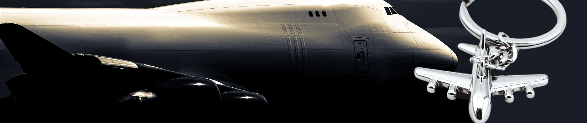 Silver Commercial Plane Keychain