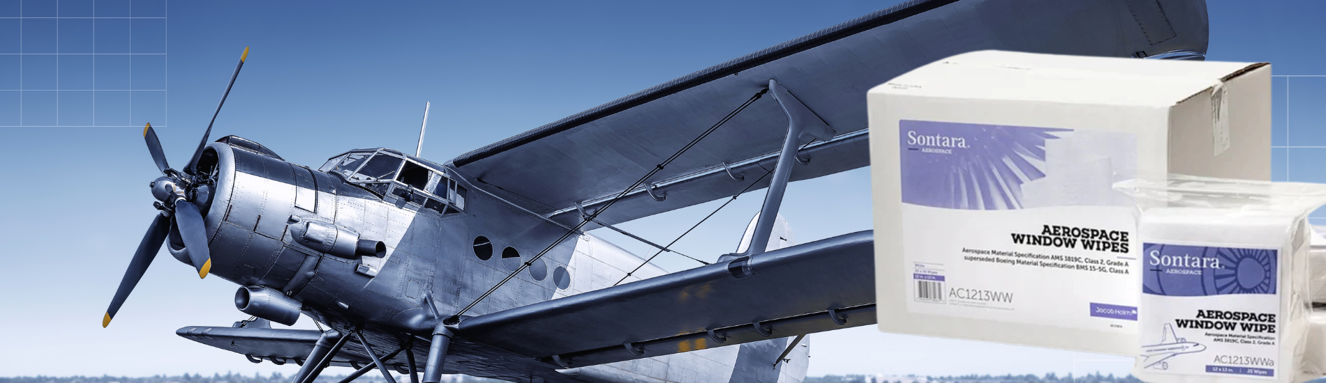 Toallitas para ventanas de grado aeroespacial Dupont Sontara - Caja de 125