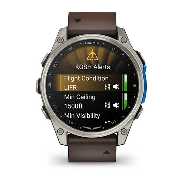 Garmin D2 Mach 2 – 47mm Aviator Smartwatch - Titanium with Leather Band
