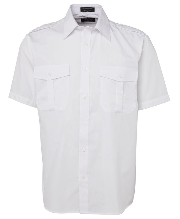 Mens JB Pilot Shirt - Short Sleeve White