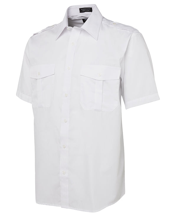 Mens JB Pilot Shirt - Short Sleeve White