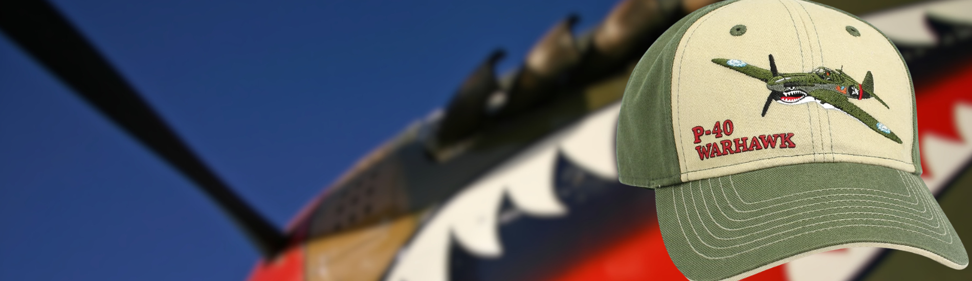 P-40 Warhawk Cap - Olive and white