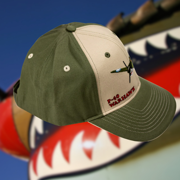P-40 Warhawk Cap - Olive and white