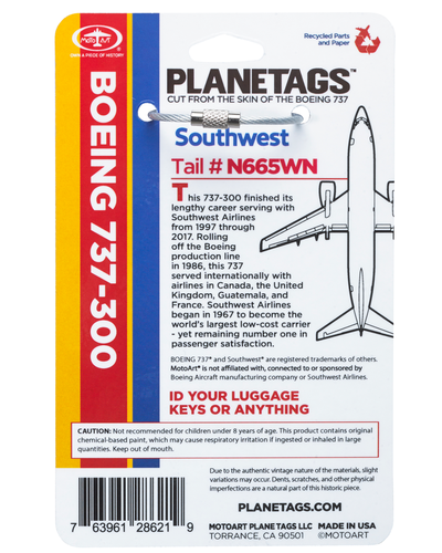 Planetag B737-300, Southwest Keychains by Planetags | Downunder Pilot Shop