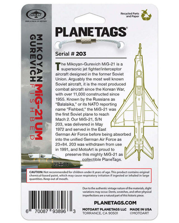 Planetag Mig-21 Fishbed 203 Keychains by Planetags | Downunder Pilot Shop