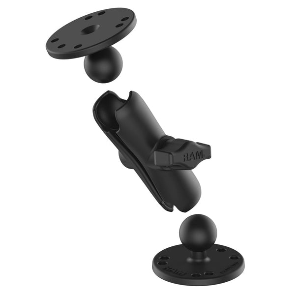 RAM Double Socket Arm and 2x Round Bases with 1" Ball General RAM Components by RAM Mount | Downunder Pilot Shop