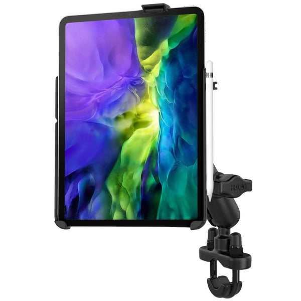 RAM EZ-Roll'r Holder for iPad Pro 11" (1st - 4th Gen) and Air (4th & 5th Gen) with Mounting Options With Handlebar U-Bolt Clamp Mounts by RAM Mount | Downunder Pilot Shop