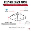 Rothco Reusable 3-Layer Face Mask - Black Camo (S/M) Face Masks by Rothco | Downunder Pilot Shop