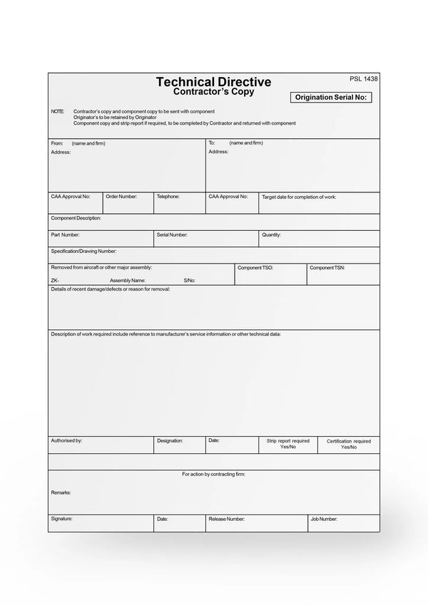 Technical Directive Form CAA 1438
